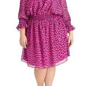 Rachel Roy Lucky Plus Sz Leopard-Print Dress pink